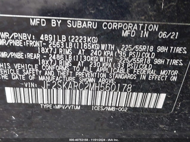 JF2SKARC2MH560178 Subaru Forester Sport