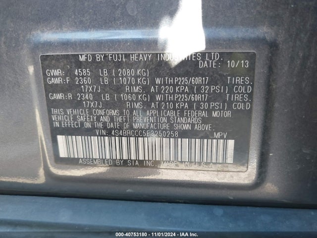 Subaru Outback 2.5i Premium 2014 4S4BRCCC5E3250258 Image 9