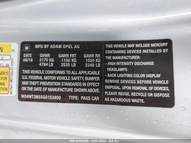 W04WT3N55GG153900 Buick Cascada Premium