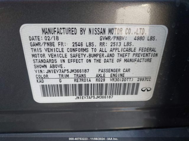 JN1EV7AP5JM366187 Infiniti Q50 3.0t Luxe