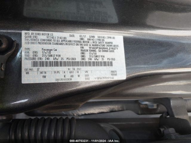 1FADP3H26HL218271 Ford FOCUS SEL