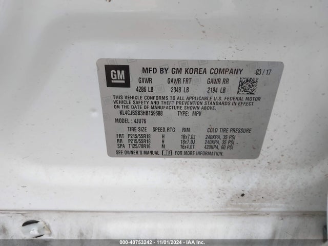 KL4CJBSB3HB159688 Buick Encore Preferred Ii