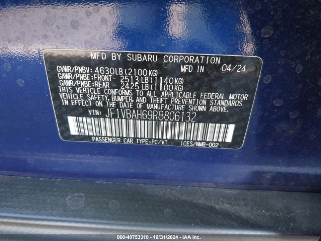 JF1VBAH69R8806132 Subaru Wrx Premium