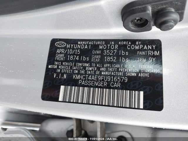 Hyundai ACCENT GLS 2015 KMHCT4AE9FU916579 Image 9