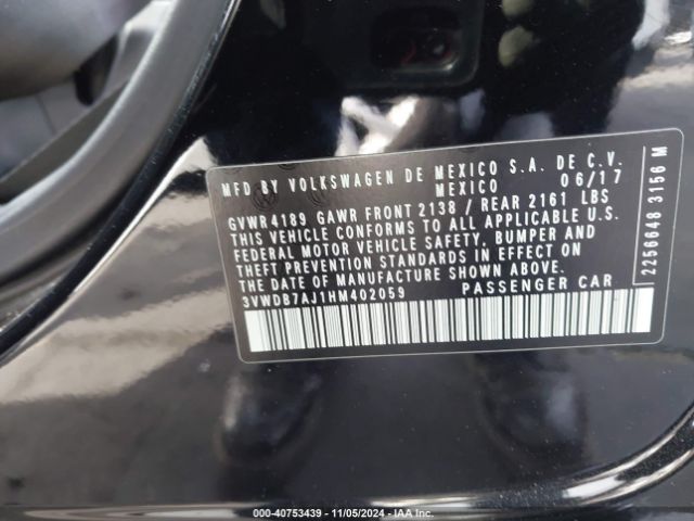 3VWDB7AJ1HM402059 Volkswagen Jetta 1.4t Se