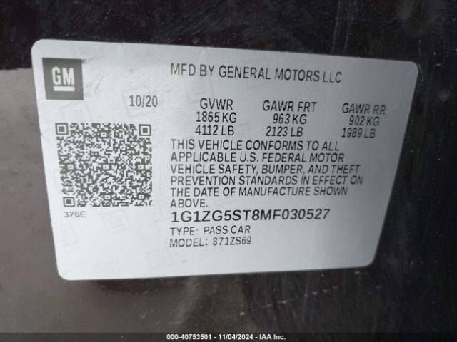 1G1ZG5ST8MF030527 Chevrolet Malibu Fwd Rs