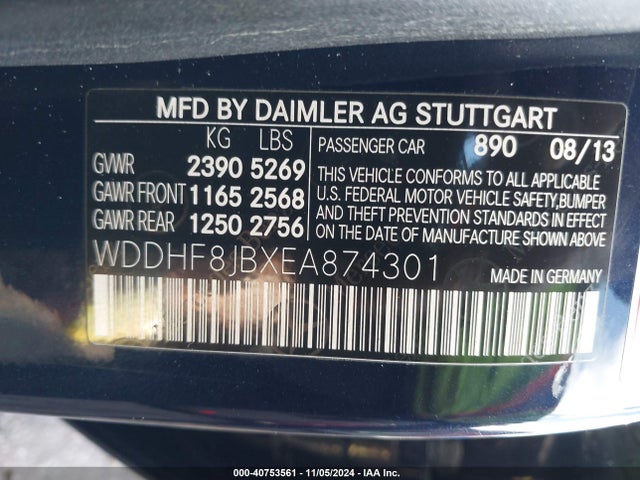 WDDHF8JBXEA874301 Mercedes-Benz E 350 4matic