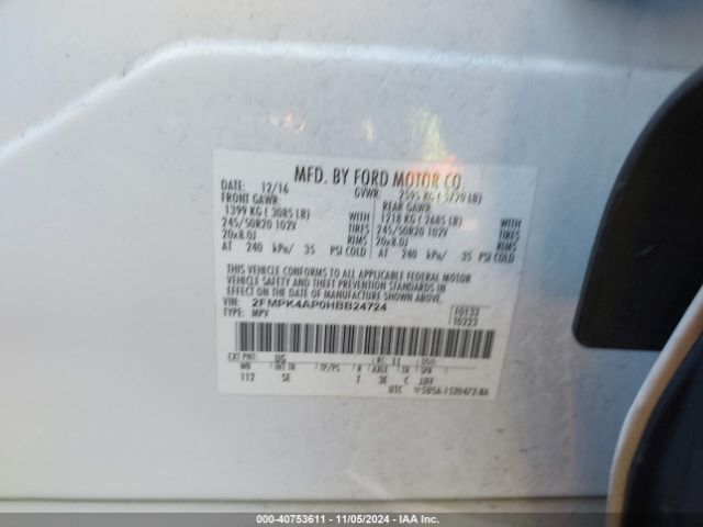 2FMPK4AP0HBB24724 Ford EDGE SPORT