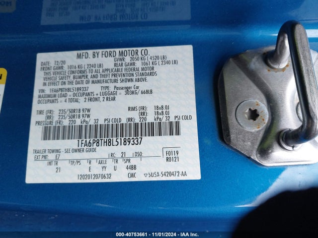 Ford Mustang Ecoboost 2020 1FA6P8TH8L5189337 Image 9