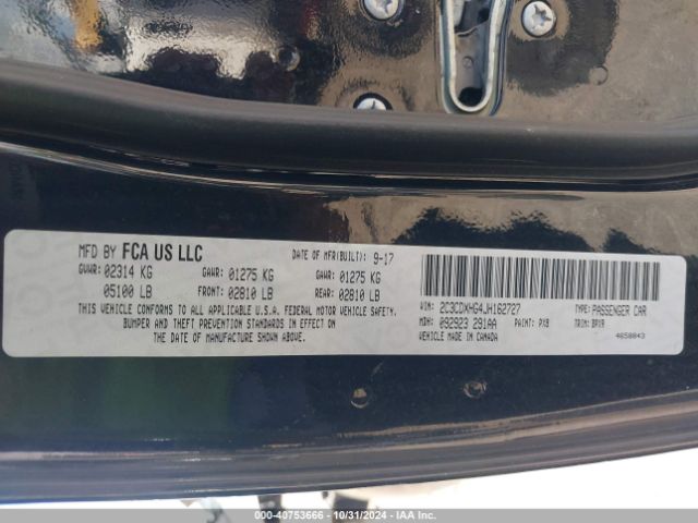 2C3CDXHG4JH162727 Dodge Charger Sxt Plus Rwd