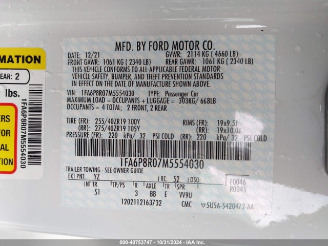 1FA6P8R07M5554030 Ford Mustang Mach 1
