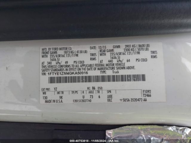 1FTYE1ZM4GKA50916 Ford Transit-150
