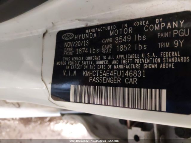 KMHCT5AE4EU146831 Hyundai ACCENT GS