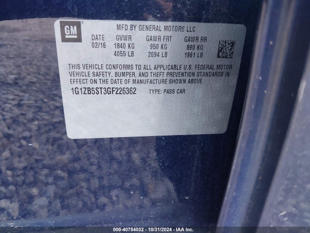 1G1ZB5ST3GF226362 Chevrolet MALIBU LS