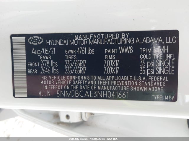 Hyundai TUCSON SEL 2022 5NMJBCAE3NH041661 Image 9