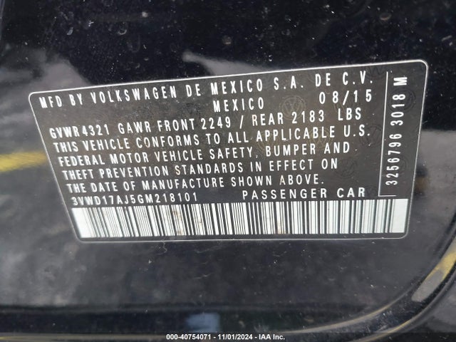 3VWD17AJ5GM218101 Volkswagen Jetta 1.8t Sport