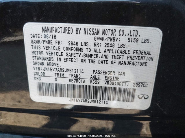 JN1EV7AR2JM612114 Infiniti Q50 3.0t Luxe