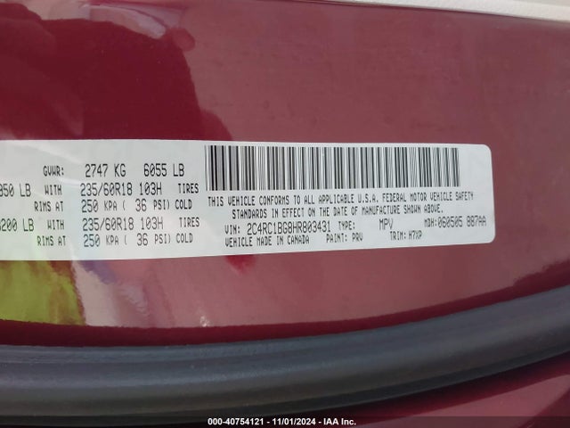 Chrysler Pacifica Touring Plus 2017 2C4RC1BG8HR803431 Image 9