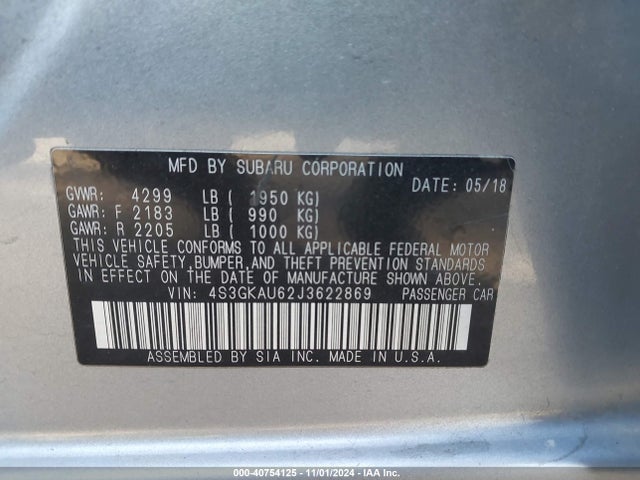 4S3GKAU62J3622869 Subaru Impreza 2.0i Limited