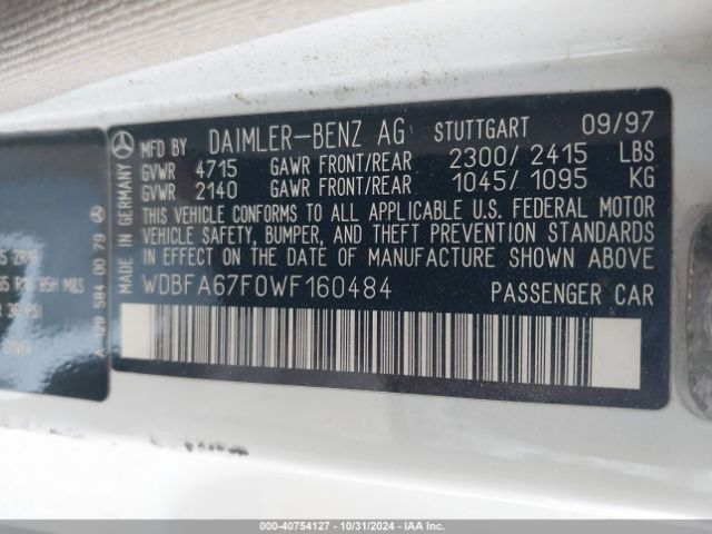 1998 MERCEDES-BENZ SL 500 WDBFA67F0WF160484 Photo 8