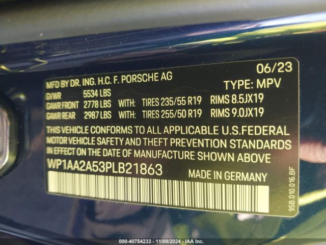 WP1AA2A53PLB21863 Porsche Macan T