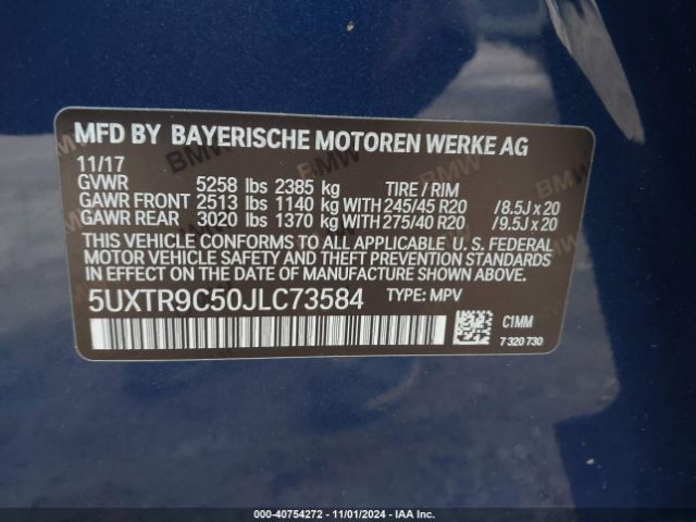 5UXTR9C50JLC73584 BMW X3 Xdrive30i