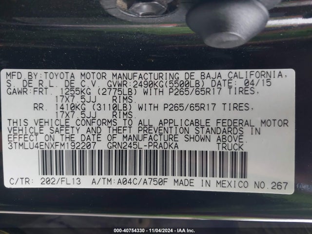 Toyota Tacoma Double Cab/trd Pro 2015 3TMLU4ENXFM192207 Image 9