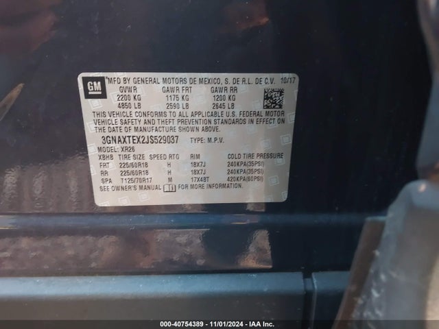 Chevrolet EQUINOX LT 2018 3GNAXTEX2JS529037 Image 9