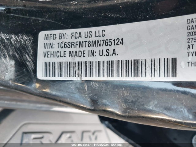 1C6SRFMT8MN765124 RAM 1500 Big Horn  4x4 6'4 Box