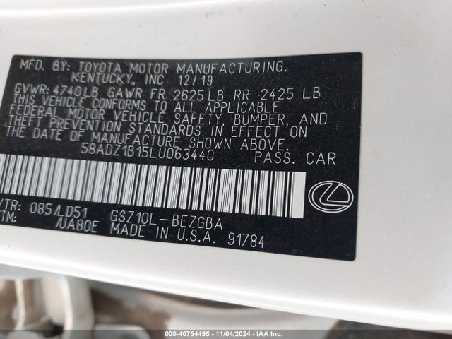 Lexus ES 350 2020 58ADZ1B15LU063440 Image 9