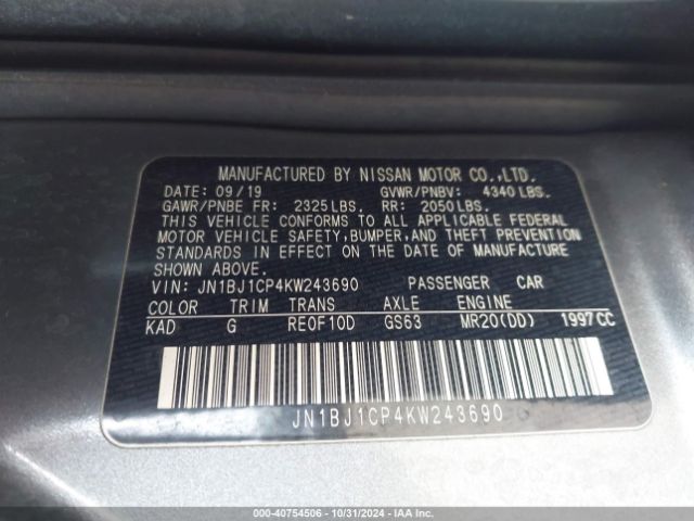 JN1BJ1CP4KW243690 Nissan Rogue Sport S
