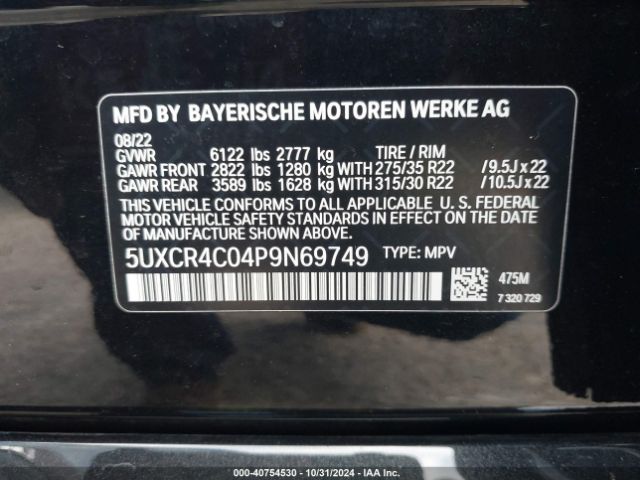 5UXCR4C04P9N69749 BMW X5 Sdrive40i