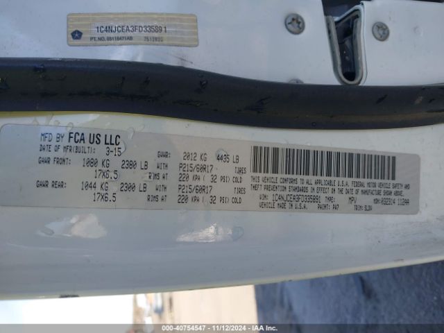 1C4NJCEA3FD335891 Jeep Compass High Altitude Edition