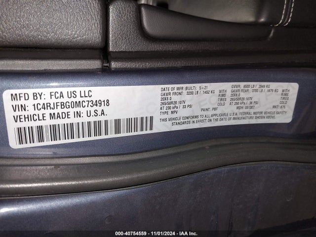1C4RJFBG0MC734918 Jeep Grand Cherokee 80th Anniversary 4x4