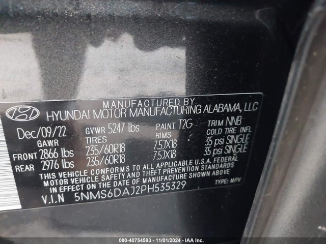 Hyundai Santa Fe Xrt 2023 5NMS6DAJ2PH535329 Image 9
