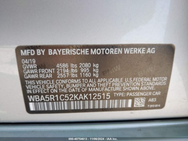 WBA5R1C52KAK12515 BMW 330I
