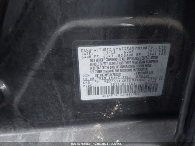 3N1AB7AP3JY286701 Nissan SENTRA S