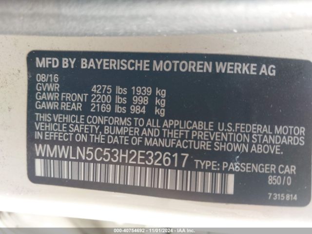 WMWLN5C53H2E32617 Mini Clubman Cooper