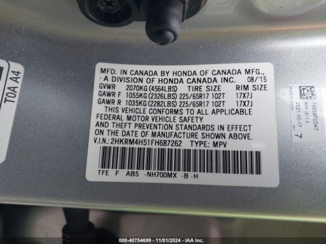 2HKRM4H51FH687262 Honda CR-V EX