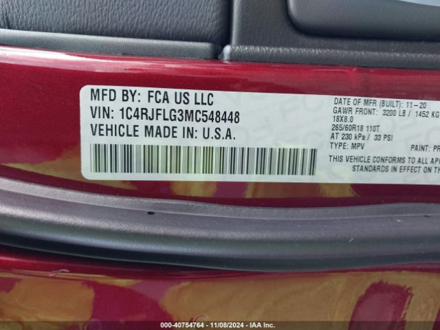 1C4RJFLG3MC548448 Jeep Grand Cherokee Trailhawk 4x4