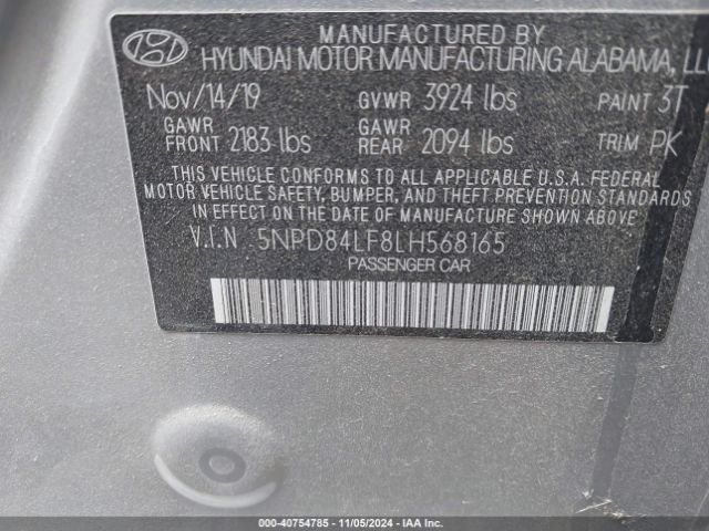 2020 HYUNDAI ELANTRA 5NPD84LF8LH568165 Photo 8
