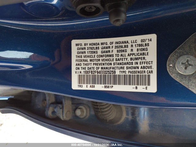 Honda Civic Ex-l 2014 19XFB2F94EE025259 Image 9