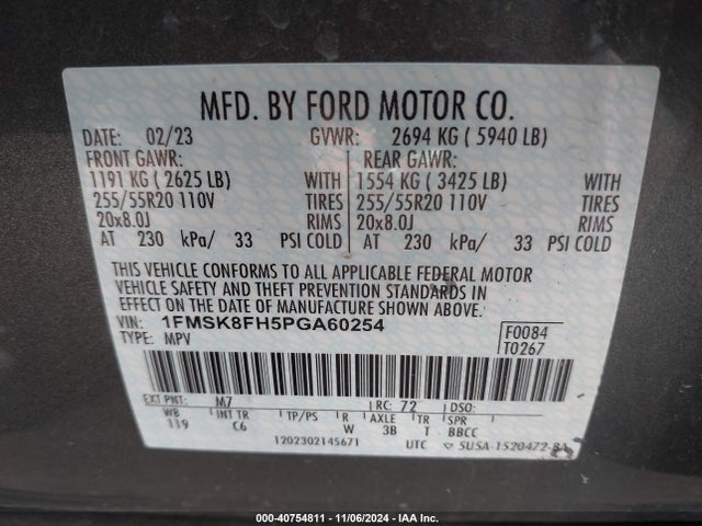 Ford Explorer Limited 2023 1FMSK8FH5PGA60254 Image 9