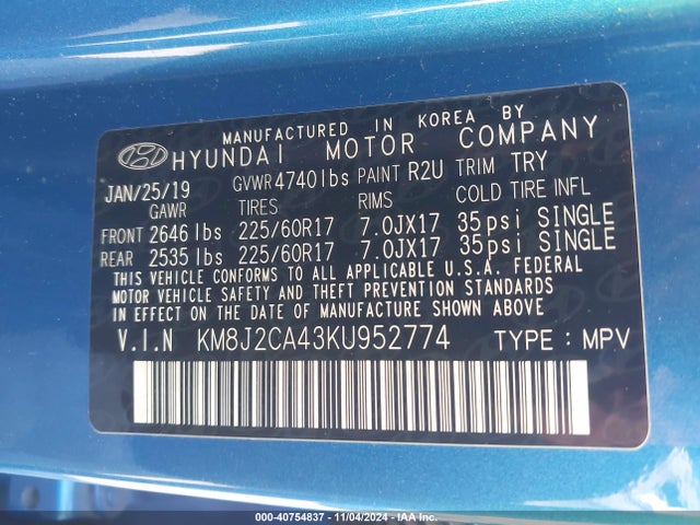 Hyundai TUCSON SE 2019 KM8J2CA43KU952774 Image 9