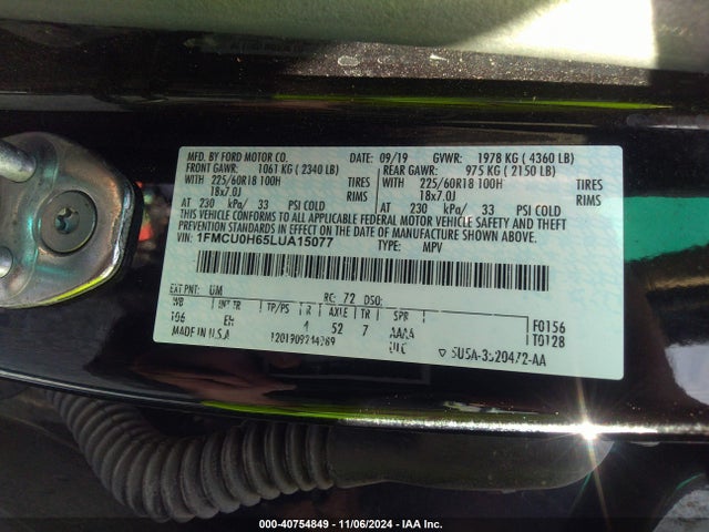 Ford ESCAPE SEL 2020 1FMCU0H65LUA15077 Image 9