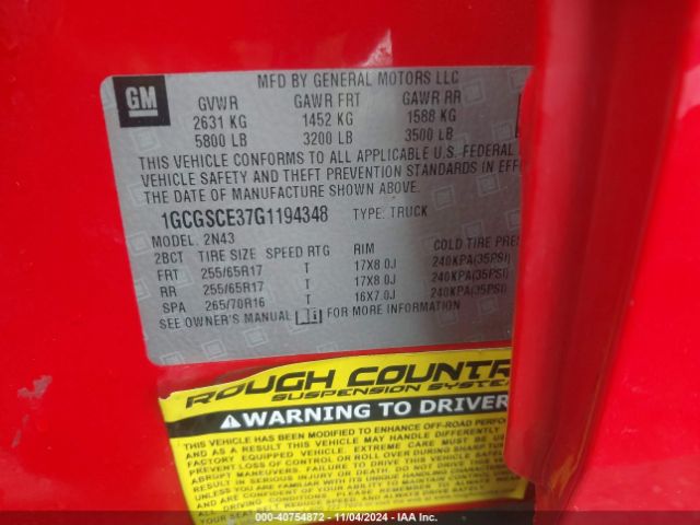 1GCGSCE37G1194348 Chevrolet Colorado Lt