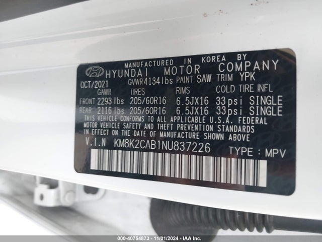 Hyundai Kona Se 2022 KM8K2CAB1NU837226 Image 9