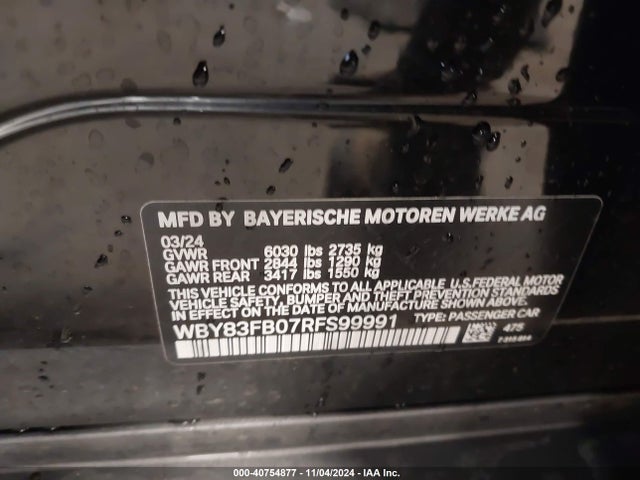WBY83FB07RFS99991 BMW I4 Xdrive40