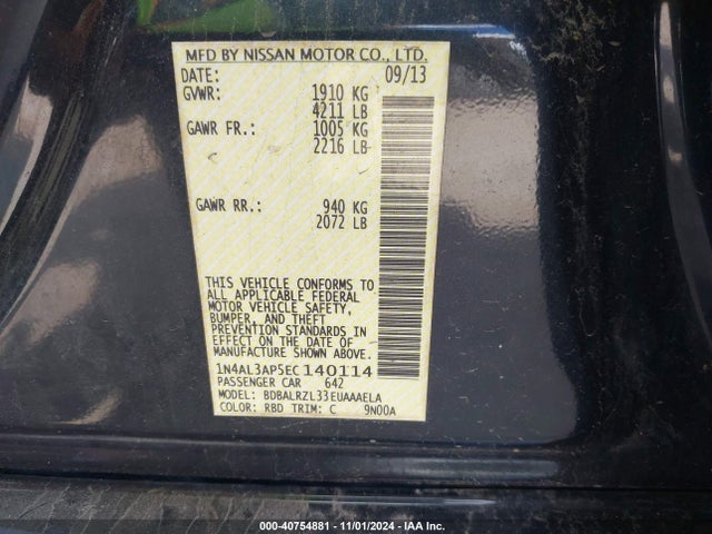 Nissan Altima 2.5 S 2014 1N4AL3AP5EC140114 Image 9