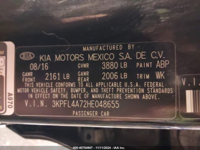 3KPFL4A72HE048655 KIA FORTE S